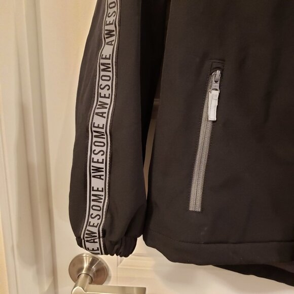 Athletic Works Boy's Black Grey Fleece Hooded Jacket - Size Large or 10/12 - Picture 6 of 10